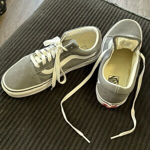 Size 8.5 women’s and/or size 7 men’s Vans, worn maybe 6 times, slip in my heels.